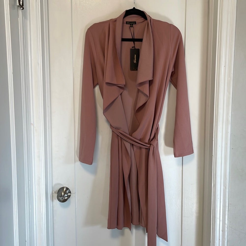 Shinestar Waterfall collar coat Pink